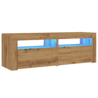 Produktbild för TV-bänk med LED-lampor artisan ek 120x35x40 cm konstruerat trä