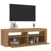 Produktbild för TV-bänk med LED-lampor artisan ek 120x35x40 cm konstruerat trä