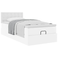 Produktbild för Ottoman säng med madrass vit 100x200 cm konstläder