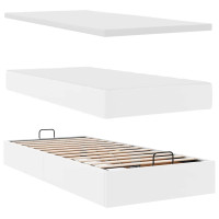 Produktbild för Ottoman säng med madrass vit 100x200 cm konstläder