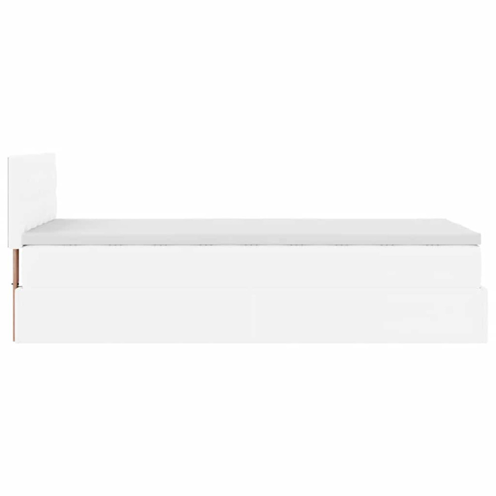 Produktbild för Ottoman säng med madrass vit 100x200 cm konstläder