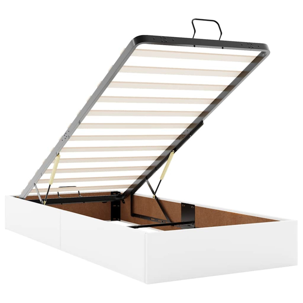 Produktbild för Ottoman säng med madrass vit 100x200 cm konstläder