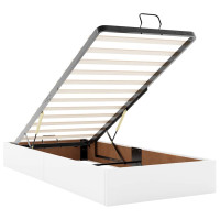 Produktbild för Ottoman säng med madrass vit 100x200 cm konstläder