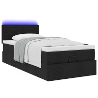 Produktbild för Ottoman säng med madrass svart 100x200 cm tyg