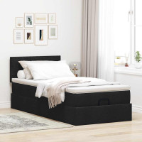 Produktbild för Ottoman säng med madrass svart 100x200 cm tyg