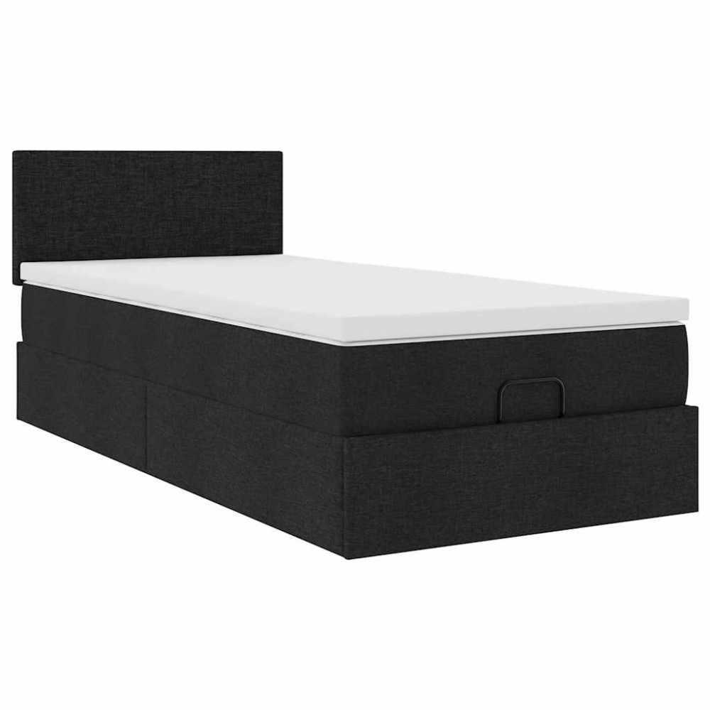 Produktbild för Ottoman säng med madrass svart 100x200 cm tyg