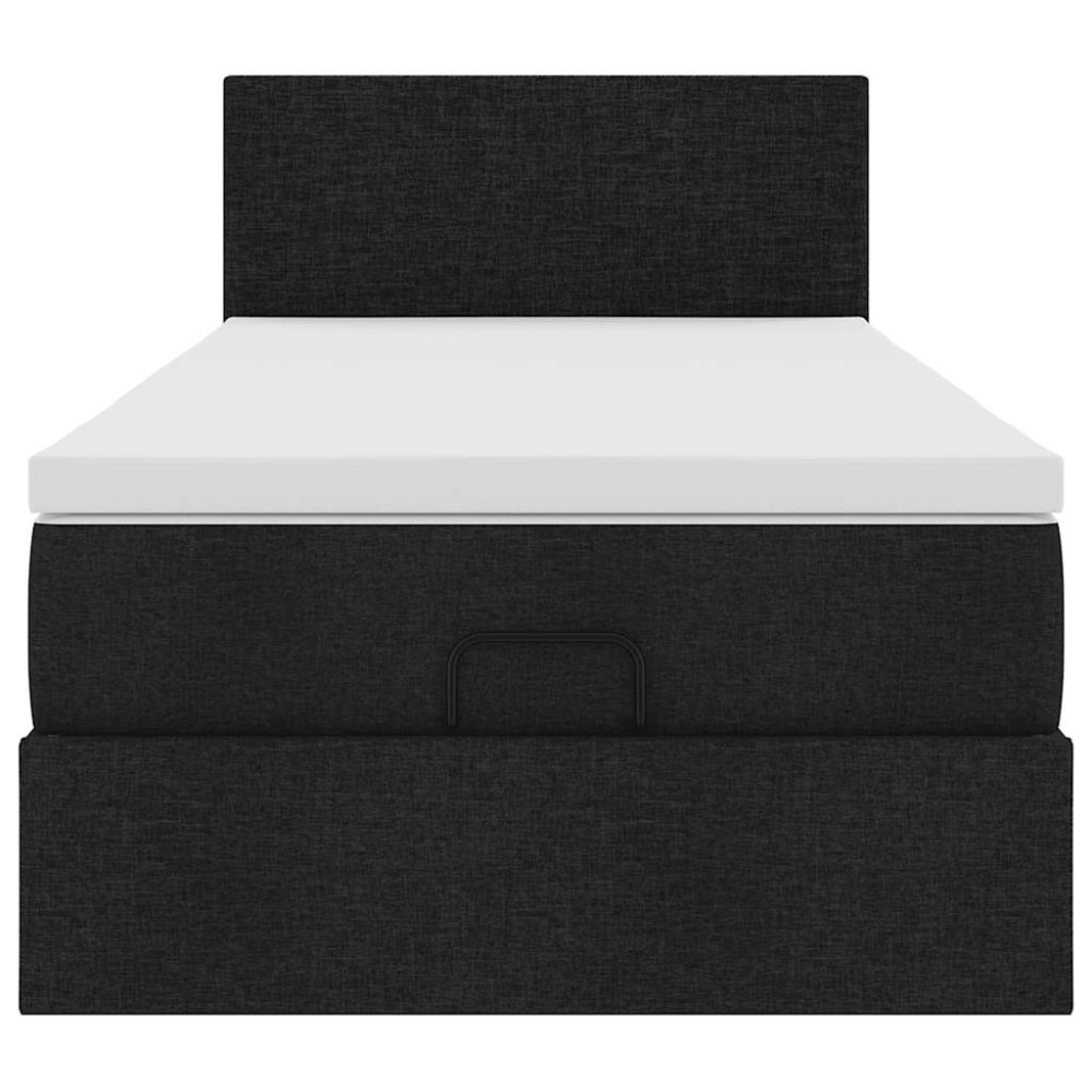 Produktbild för Ottoman säng med madrass svart 100x200 cm tyg
