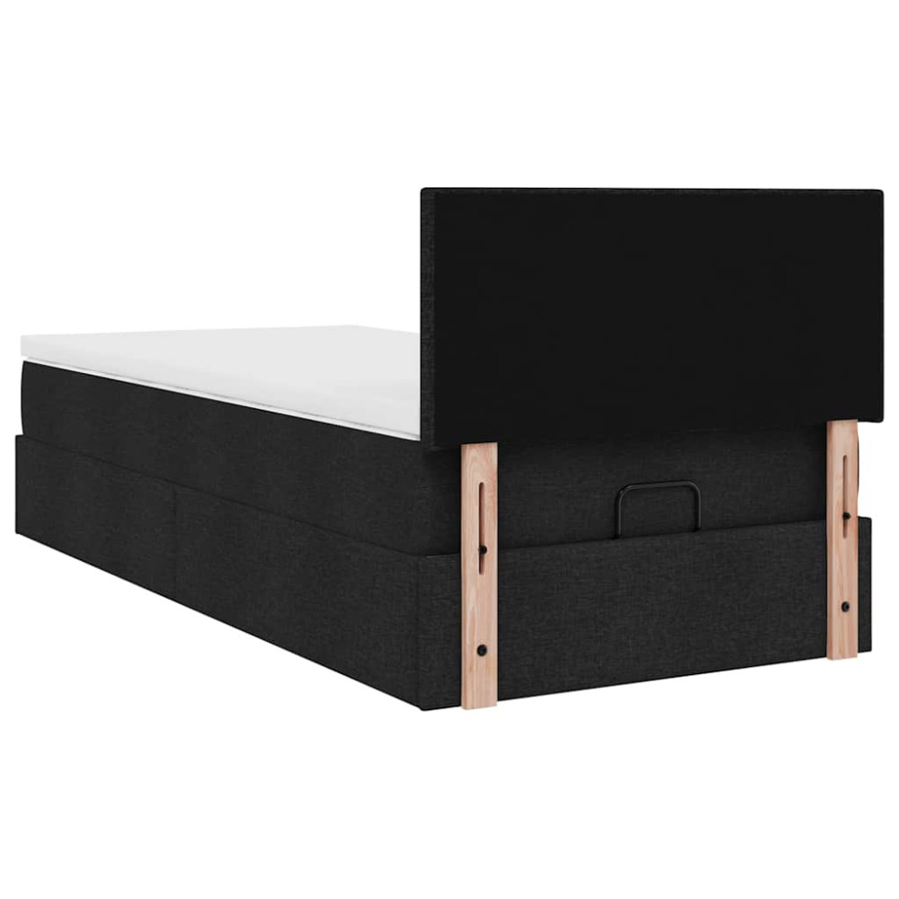Produktbild för Ottoman säng med madrass svart 100x200 cm tyg
