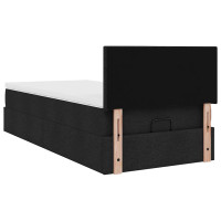 Produktbild för Ottoman säng med madrass svart 100x200 cm tyg