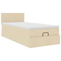 Produktbild för Ottoman säng med madrass gräddvit 100x200 cm tyg