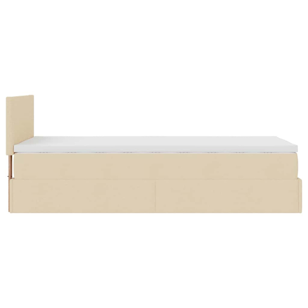 Produktbild för Ottoman säng med madrass gräddvit 100x200 cm tyg