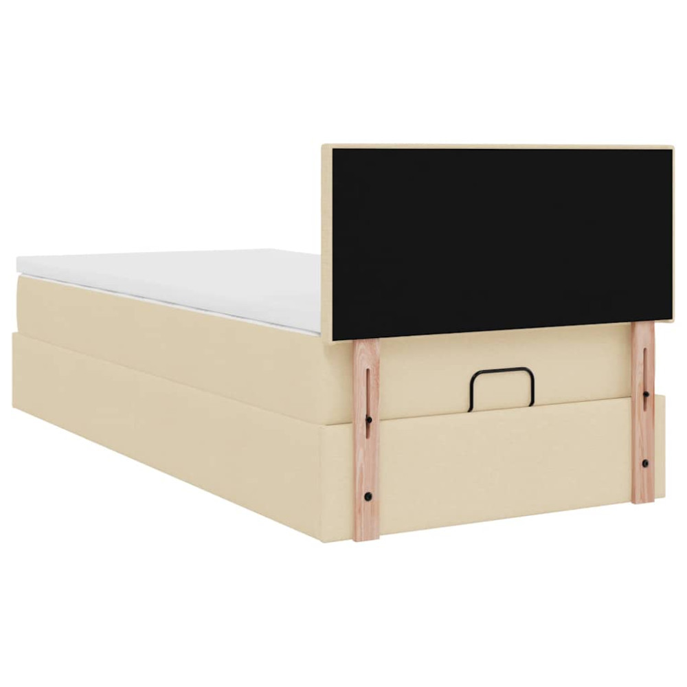 Produktbild för Ottoman säng med madrass gräddvit 100x200 cm tyg