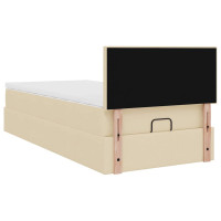 Produktbild för Ottoman säng med madrass gräddvit 100x200 cm tyg