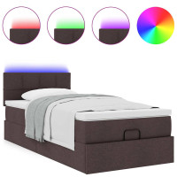 Produktbild för Ottoman sängram med madrass mörkbrun 80x200 cm tyg
