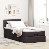Produktbild för Ottoman sängram med madrass mörkbrun 80x200 cm tyg