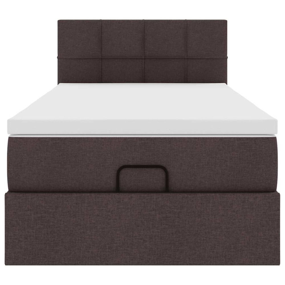 Produktbild för Ottoman sängram med madrass mörkbrun 80x200 cm tyg