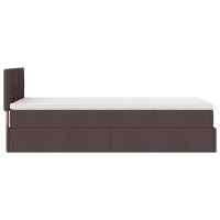 Produktbild för Ottoman sängram med madrass mörkbrun 80x200 cm tyg