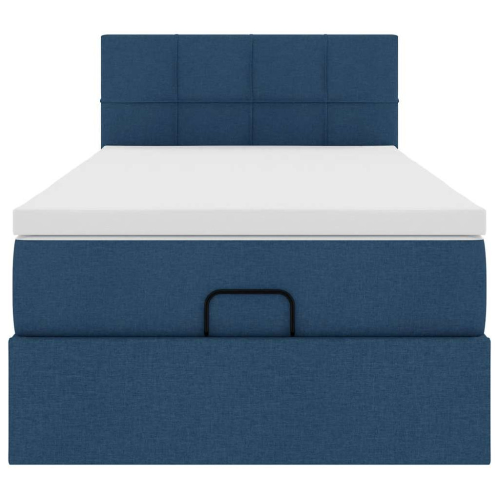 Produktbild för Ottoman sängram med madrass blå 90x190 cm tyg
