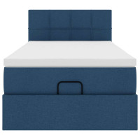 Produktbild för Ottoman sängram med madrass blå 90x190 cm tyg
