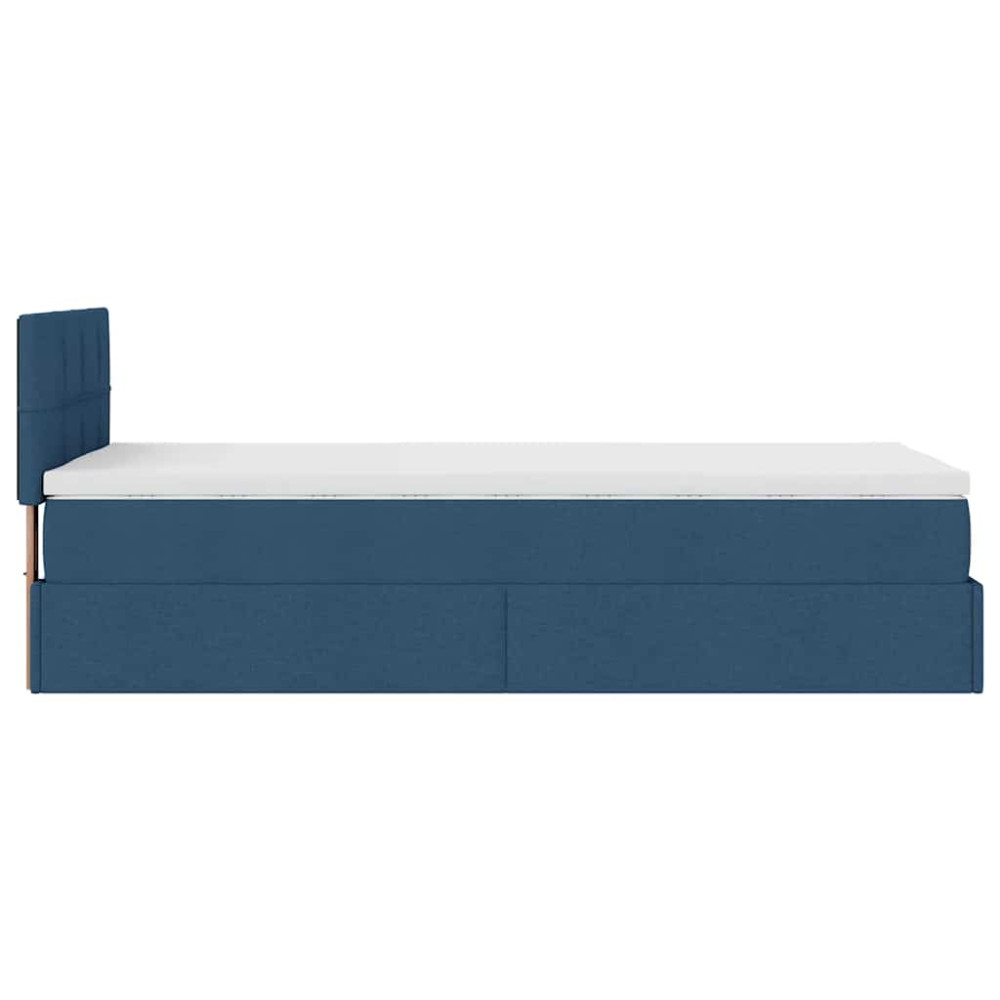 Produktbild för Ottoman sängram med madrass blå 90x190 cm tyg