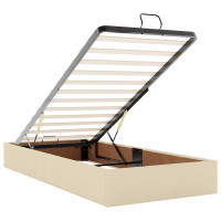 Produktbild för Ottoman säng med madrass gräddvit 100x200 cm tyg
