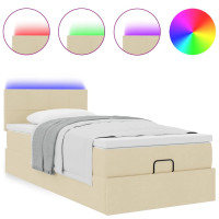 Produktbild för Ottoman säng med madrass gräddvit 100x200 cm tyg