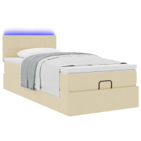 Produktbild för Ottoman säng med madrass gräddvit 100x200 cm tyg