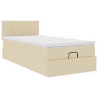 Produktbild för Ottoman säng med madrass gräddvit 100x200 cm tyg
