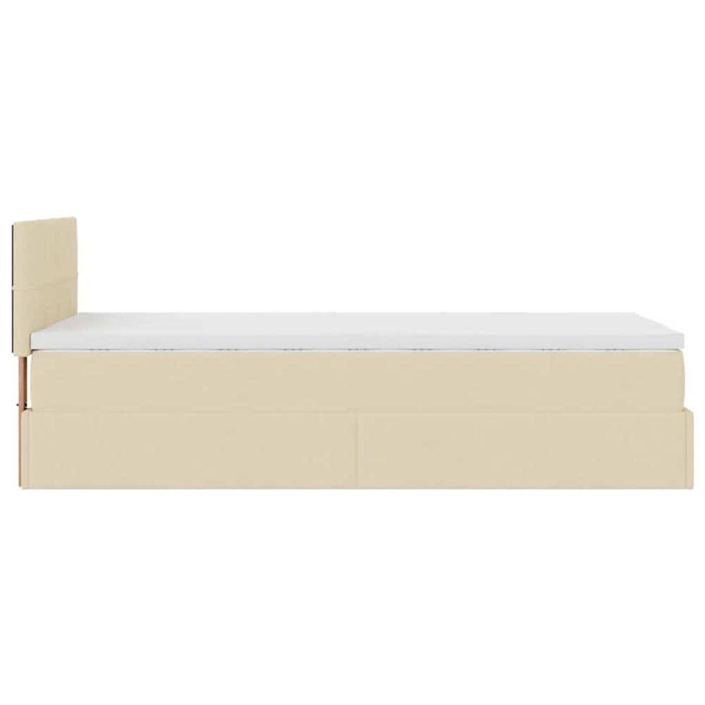 Produktbild för Ottoman säng med madrass gräddvit 100x200 cm tyg