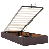 Produktbild för Ottoman sängram med madrass mörkbrun 80x200 cm tyg