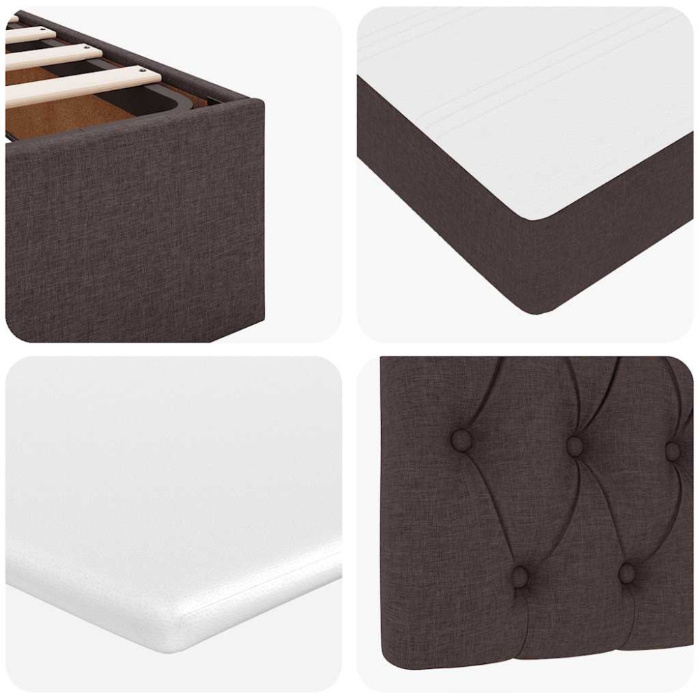 Produktbild för Ottoman sängram med madrass mörkbrun 80x200 cm tyg