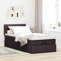 Produktbild för Ottoman sängram med madrass mörkbrun 80x200 cm tyg