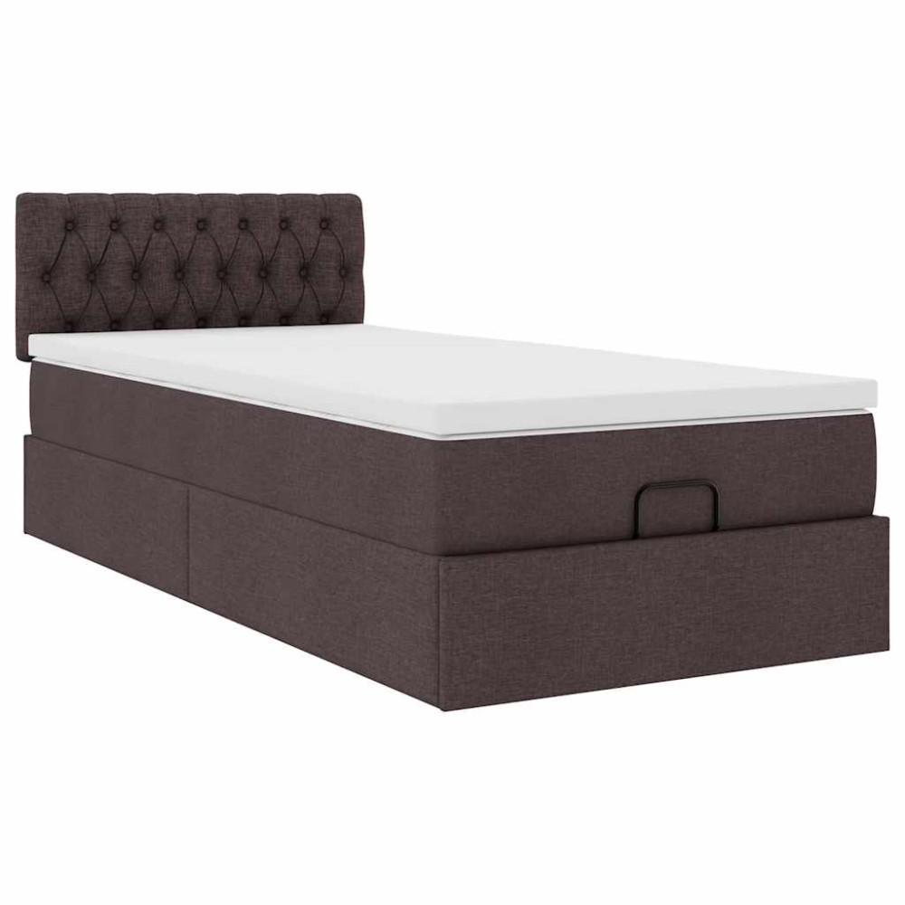 Produktbild för Ottoman sängram med madrass mörkbrun 80x200 cm tyg