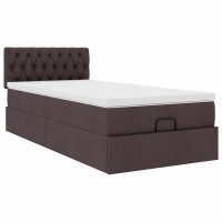 Produktbild för Ottoman sängram med madrass mörkbrun 80x200 cm tyg
