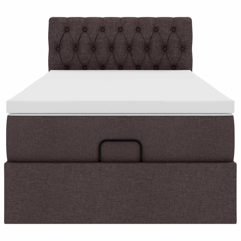 Produktbild för Ottoman sängram med madrass mörkbrun 80x200 cm tyg