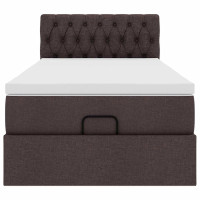 Produktbild för Ottoman sängram med madrass mörkbrun 80x200 cm tyg