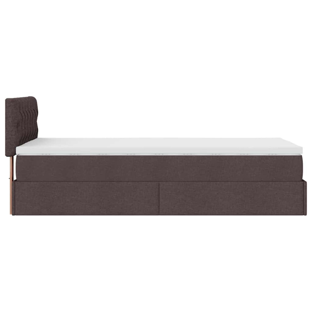 Produktbild för Ottoman sängram med madrass mörkbrun 80x200 cm tyg