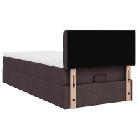 Produktbild för Ottoman sängram med madrass mörkbrun 80x200 cm tyg