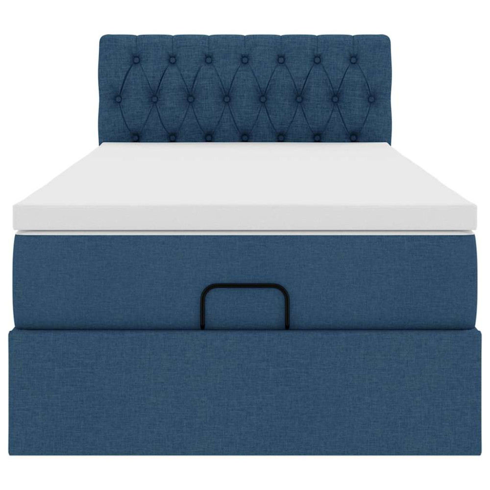 Produktbild för Ottoman sängram med madrass blå 90x190 cm tyg