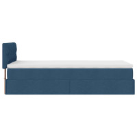 Produktbild för Ottoman sängram med madrass blå 90x190 cm tyg