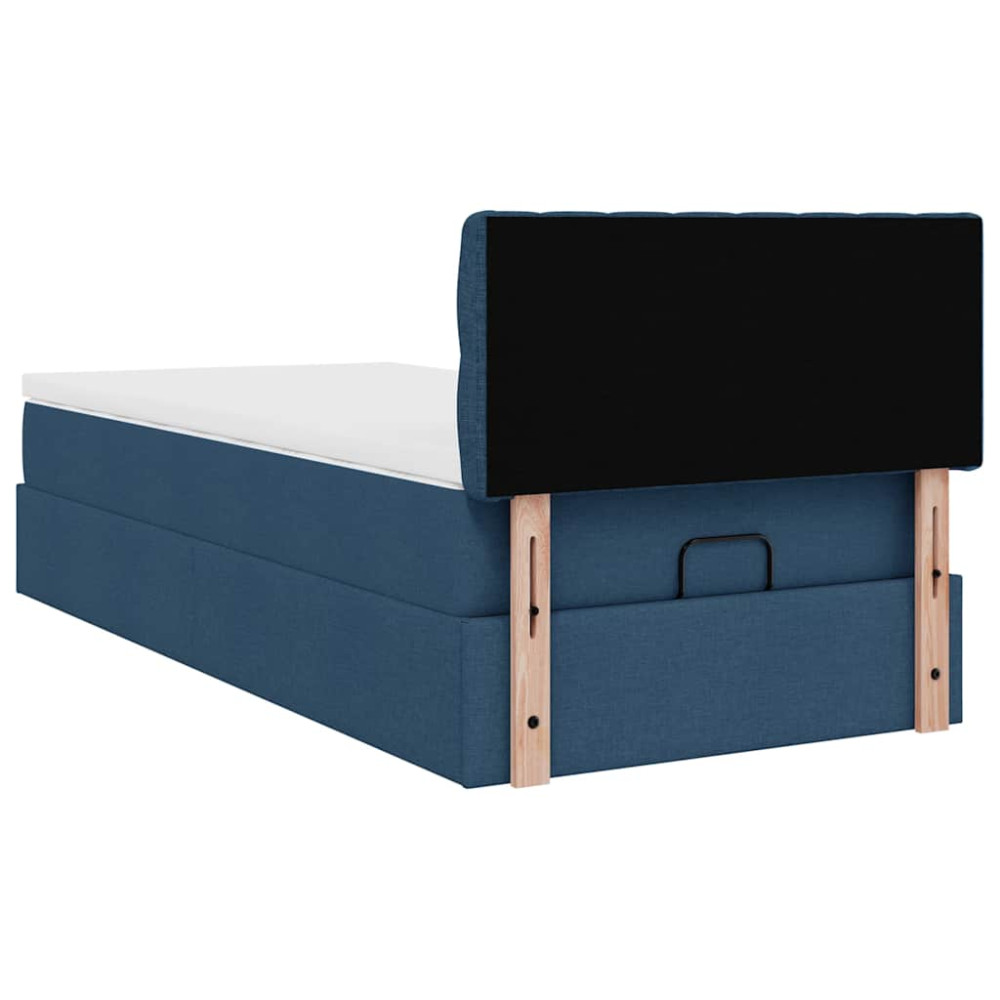 Produktbild för Ottoman sängram med madrass blå 90x190 cm tyg
