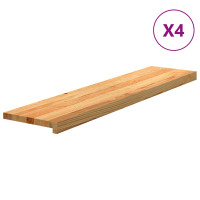 Produktbild för Trappstegsmattor 4 pcs ljusbrun 110x25x2 cm massiv ek