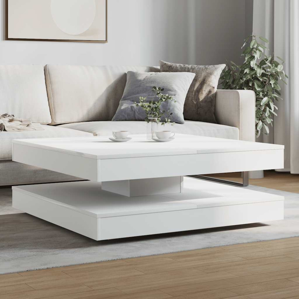 Produktbild för Soffbord 360 grader vridbart vit 90x90x34,5 cm