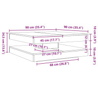 Produktbild för Soffbord 360 grader vridbart vit 90x90x34,5 cm