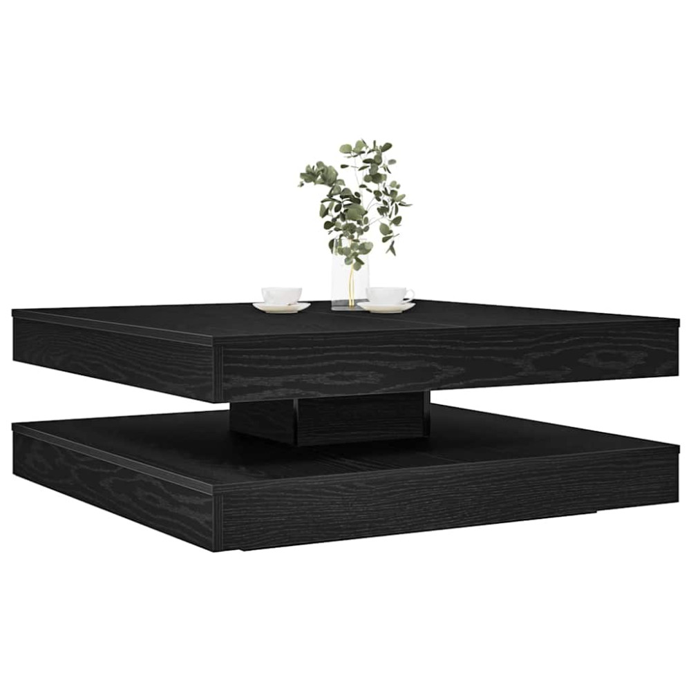 Produktbild för Soffbord 360 grader vridbart svart ek 90x90x34,5 cm