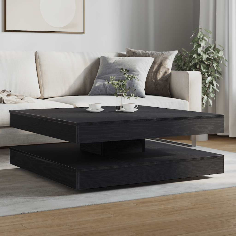 Produktbild för Soffbord 360 grader vridbart svart ek 90x90x34,5 cm
