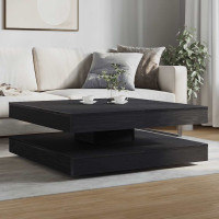 Produktbild för Soffbord 360 grader vridbart svart ek 90x90x34,5 cm