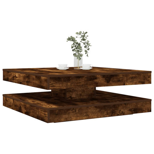 vidaXL Soffbord 360 grader vridbart rökfärgad ek 90x90x34,5 cm