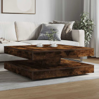 Produktbild för Soffbord 360 grader vridbart rökfärgad ek 90x90x34,5 cm