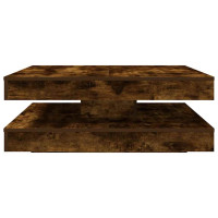 Produktbild för Soffbord 360 grader vridbart rökfärgad ek 90x90x34,5 cm